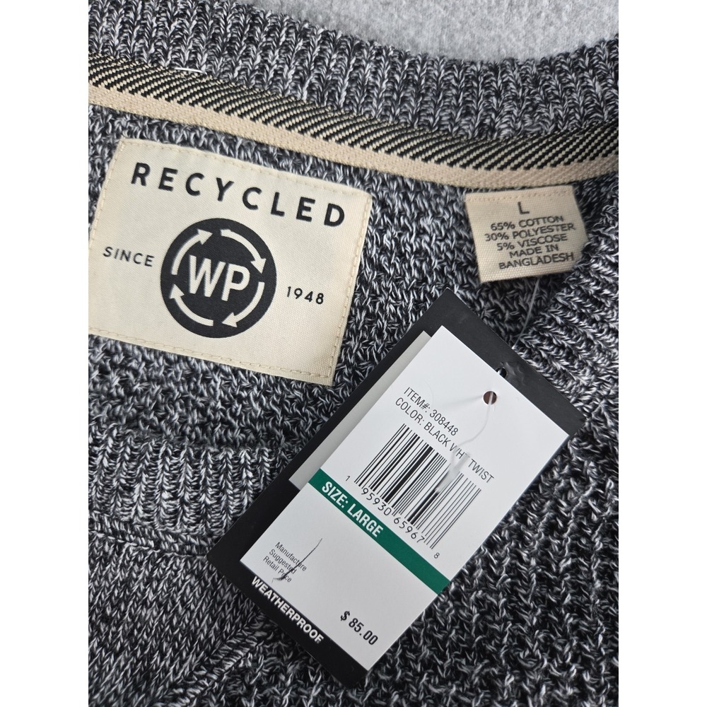 Weatherproof Recycled Mens Sweater L Black White Twist Pullover Long Sleeve NEW - Picture 3 of 10